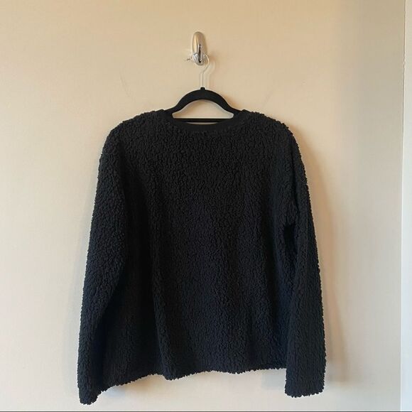 NWT-Anthro-“Sunday in Brooklyn” Edie Sherpa Black Pullover Sweater - Picture 4 of 13
